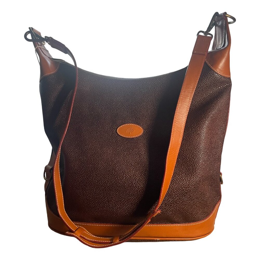 Mulberry Mitzy Large Hobo Crossbody Scotchgrain Brown Tan Shoulder Bag Authentic